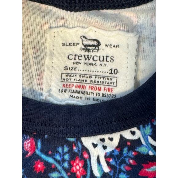 Crewcuts J Crew Girls 2 Piece Navy Holiday PJs Pajamas Deer Print Long Johns 10 - Picture 5 of 7